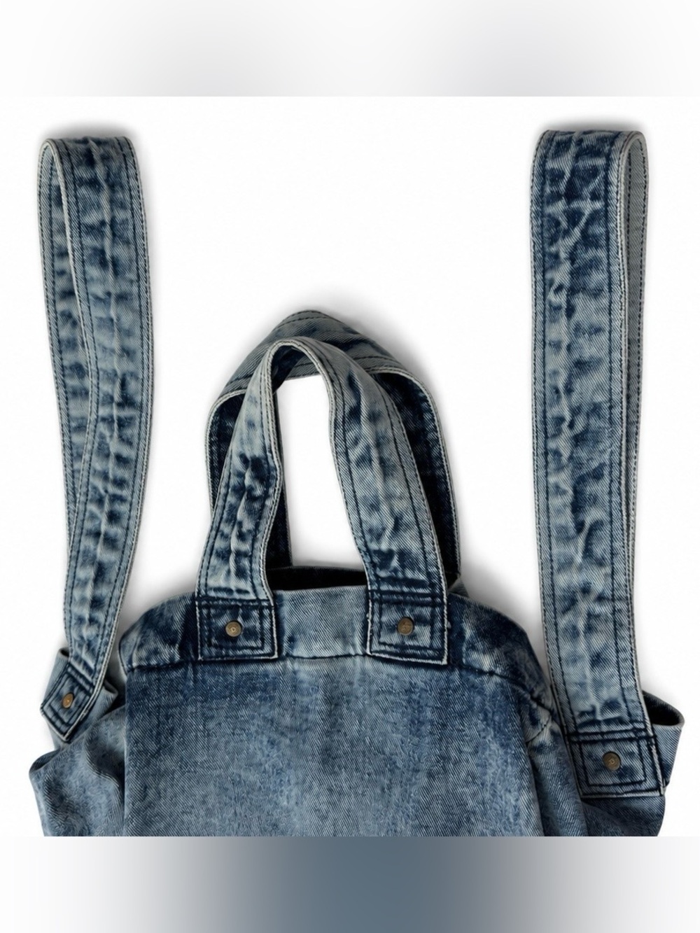 Rare Free People We The Free Oversized Acid Wash Denim Tote Bag Blue - Picture 10 of 15
